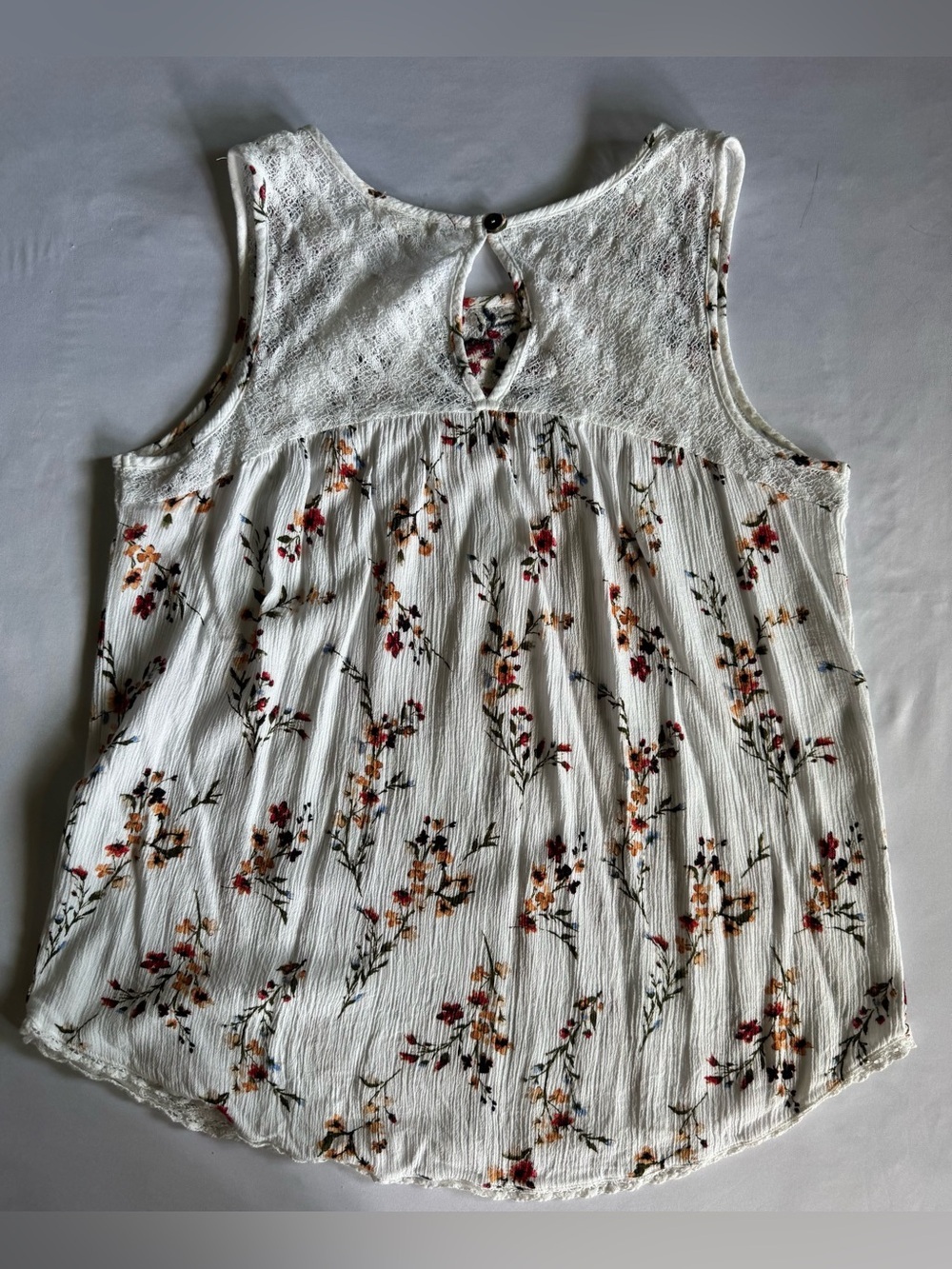 Mason & Belle Floral Embroidered Lace Tank Top White Boho Medium - Picture 8 of 9